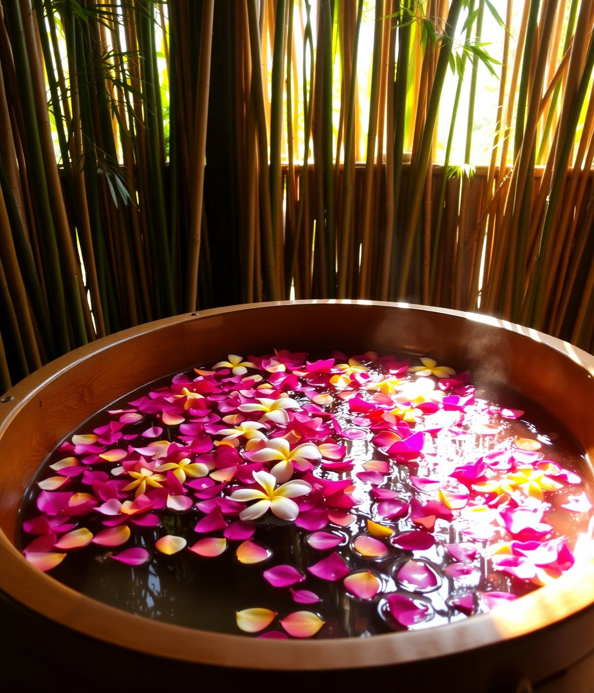Tropical flower bath at Akasha Amed Spa